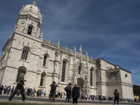 The rows of tourists are habitual in the Monastery of the Jerónimos of Santa Maria de Belém is an old monastery of the Order of San Jerónimo...