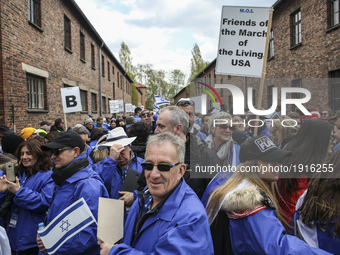 Participants during the 'March of the Living' at the former Nazi-German Auschwitz Birkenau concentration and extermination camp at Oswiecim,...