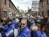 Participants during the 'March of the Living' at the former Nazi-German Auschwitz Birkenau concentration and extermination camp at Oswiecim,...