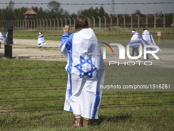 Participants during the 'March of the Living' at the former Nazi-German Auschwitz Birkenau concentration and extermination camp  at Oswiecim...