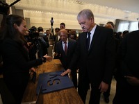Prime Minister, Abdelmalek Sellal at the El-Aurassi hotel at the Algeria Forum for emerging companies, in Algiers, Algeria, on April 25, 201...