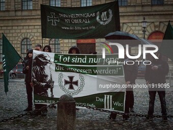 Members of the far right party Der III. Weg (The third way) held a rally in tribute of the holocaust denier and wehrmachts soldier Reinhold...