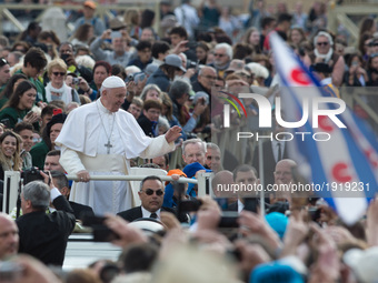 Pope Francis during his weekly general audience Wednesday in St. Peter's Square, at the Vatican on april 26, 2017 (