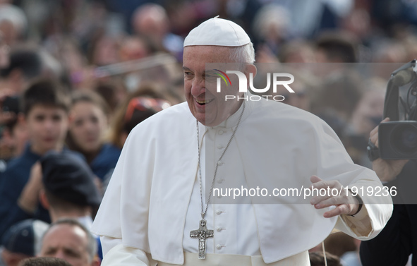 Pope Francis during his weekly general audience Wednesday in St. Peter's Square, at the Vatican on april 26, 2017 