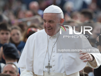 Pope Francis during his weekly general audience Wednesday in St. Peter's Square, at the Vatican on april 26, 2017 (
