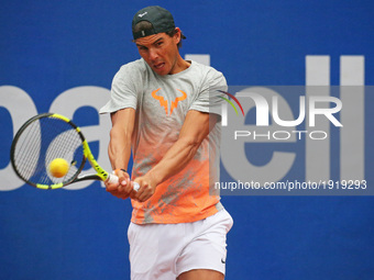 Rafa Nadal during the training at the Barcelona Open Banc Sabadell, on April 26, 2017. (