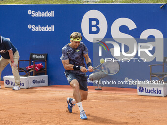 David Ferrer of Spain against Kevin Anderson of South Africa in his match during the Day2 of the Barcelona Open Banc Sabadell at the Real Cl...