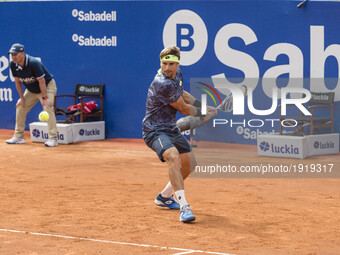 David Ferrer of Spain against Kevin Anderson of South Africa in his match during the Day2 of the Barcelona Open Banc Sabadell at the Real Cl...