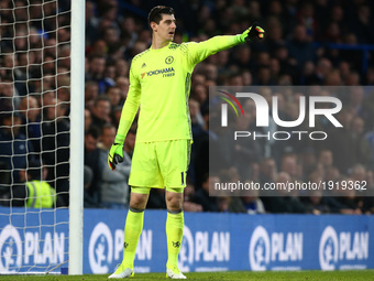 Chelsea's Thibaut Courtois
during the Premier League match between Chelsea and Southampton at Stamford Bridge, London, England on 25 April 2...