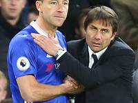 Chelsea's John Terry and Chelsea manager Antonio Conte 
during the Premier League match between Chelsea and Southampton at Stamford Bridge,...