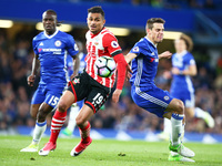 Southampton's Sofiane Boufal and Chelsea's Cesar Azpilicueta during the Premier League match between Chelsea and Southampton at Stamford Bri...