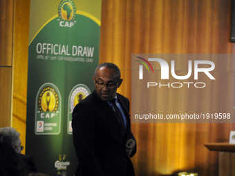 CAF President, Ahmad attends the procedure for the draw of the 21st edition of the Total CAF Champions League 2017 was approved by the CAF I...