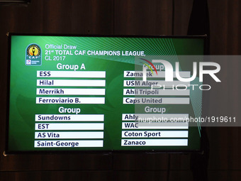 Draw results for CL Group Phase during the procedure for the draw of the 21st edition of the Total CAF Champions League 2017 was approved by...