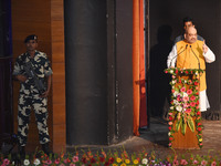 Bharatiya Janta Party (BJP) national president Amit Shah addressing at the State BJP party worker meeting at Kolkata Mahajati Sadan on April...