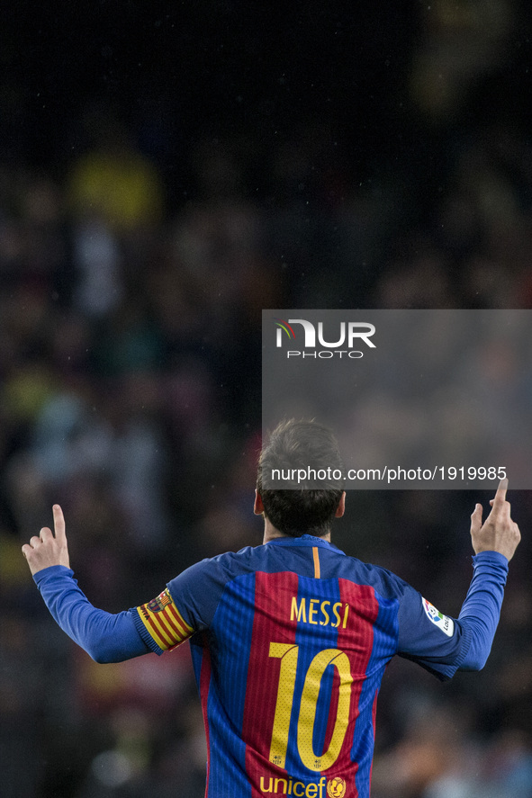  Leo Messi FC Barcelona celebrating his goal during the Spanish championship Liga football match between FC Barcelona vs CA Osasuna at Camp...
