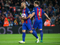 Javier Mascherano scores a penalty during La Liga match between F.C. Barcelona v Osasuna, in Barcelona, on April 26, 2017. (