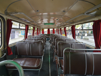 A view of the inside of Jelcz 043, a popular 'cucumber' bus produced from 1959 to 1986 under the license of Czechoslovak Skoda. (Skoda 706 R...