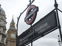The Underground station's exit is closed in London, on April 27, 2017. A man carrying knives near the Houses of Parliament has been wrestled...