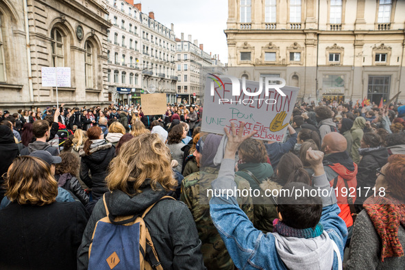 Demonstration against the presidential elections and the candidates of the second round, Marine Le Pen and Emmanuel Macron. One thousand peo...
