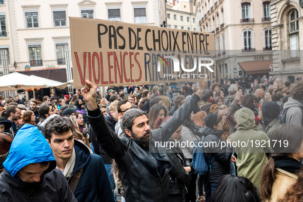 Demonstration against the presidential elections and the candidates of the second round, Marine Le Pen and Emmanuel Macron. One thousand peo...