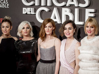  (L-R) Spanish actresses Blanca Suarez, Ana Fernandez, Ana Maria Polvorosa, Nadia de Santiago and Maggie Civantos attend 'Las Chicas Del Cab...
