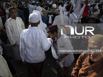 Jakarta, Indonesia, 28 April 2017 : Hundreds of Demonstrant held rally in front of Central Jakarta Court at Gajah Mada Street to demand the...