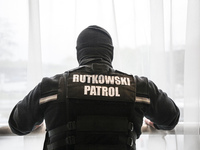 'Detective' Krzysztof Rutkowski's bodyguard employee during a press conference about two Krakow's Courts judgments that took away children f...