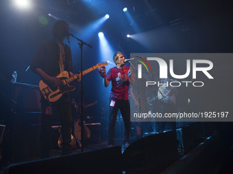 British band Hightown Pirates is seen while performing on stage at O2 Academy Islington, London on April 29, 2017. Hightown Pirates is an En...