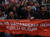 People tried to march to Taksim Square, in Istanbul during the ban of May Day celebrations in the iconic square. Thousands of people, worker...