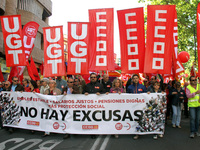 Multitudinous demonstration in Zaragoza for claiming and demanding from the Spanish government several rights as workers, in Zaragoza, Spain...