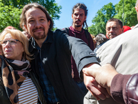Left-wing party Podemos leader Pablo Iglesias takes part a rally to mark May Day, International Workers' Day in Madrid, Spain on May 01, 201...