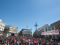 Workers, organized by labor unions and other labor organization take part in a rally to mark May Day, International Workers' Day in Madrid,...