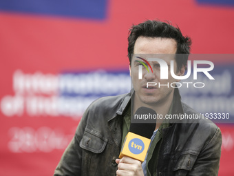 Irish actor Andrew Scott is photographed during his interview for Polish television TVN at the Main Square in Krakow, Poland on 3 May, 2017....