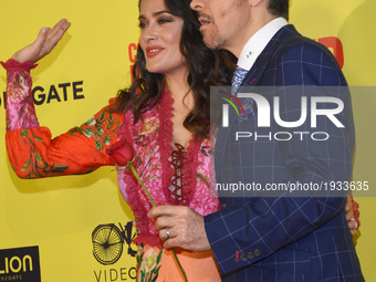 Salma Hayek and Eugenio Derbez attending at red carpet of  film Premiere Latin Lover at Teatro Metropolitan on May 03, 2017 in Mexico City,...