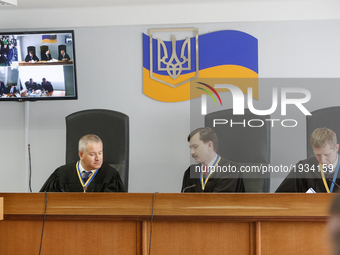 Obolon district court of Kyiv starts the preliminary hearing of ex-President Viktor Yanukovych high treason case, Kyiv, Ukraine, May 4, 2017...