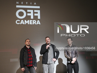 An Irish film actor and a special guest of the festival, Andrew Scott (Right) and an Irish Film Director, John Butler (Middle), attend the s...