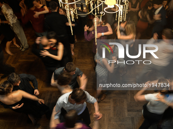 Couples perfom Argentine tango during an afterparty event in Klub Cabaret, an event that was a part of Krakus Aires Tango Festival 2017, a '...