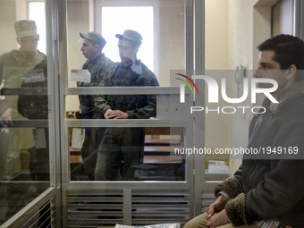 Rafael Lusvarghi is seen in the courtroom cage in Kyiv, Ukraine, May 11, 2017. Appeal court of Kyiv hears the case on Brazilian Rafael Lusva...