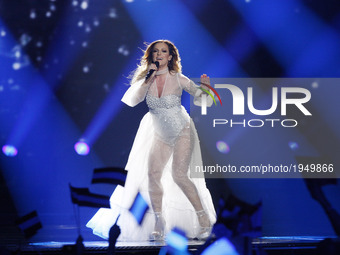 Tijana Bogicevic from Serbia performs with the song 