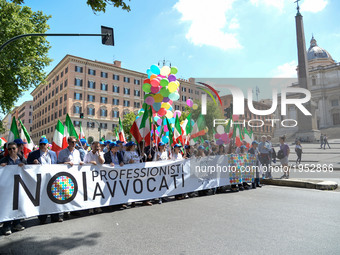 Lawyers take part in a march,on May 13, 2017 in Rome, Italy. Representatives including architects, engineers, lawyers, doctors and dentists...