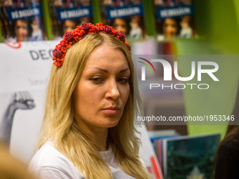 Inna Shevchenko during a conference about the Femen's book 