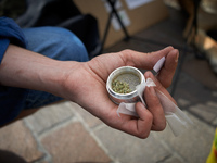 A man prepares to roll a joint during the Global Marijuana March. For the Global Marijuana March, supporters of legalization for medical and...