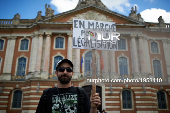 For the Global Marijuana March, supporters of legalization for medical and recreationnal use, run a stand on the main square of Toulouse, th...