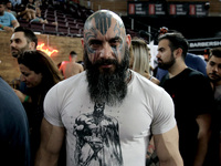 Man with tatoo at Athens's International Tatoo Convention, at the Olympic Tae Kwon Do Centre, on Saturday May 13, 2017. The visitors of the...