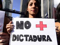 Venezuelans living in Brazil, protest against Venezuelan President Nicolás Maduro on Avenida Paulista in Sao Paulo, Brazil, on Saturday 13 M...