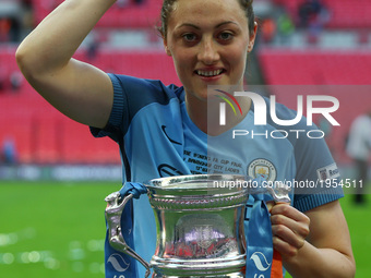 Megan Campbell of Manchester City WFC with Trophy
during The SSE FA Women's Cup-Final match betweenBirmingham City Ladies v Manchester City...