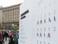The calendar of losses of the Ukrainian armed forces (killed and wounded) in the Donbass was installed on the Independence Square in the cen...