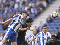 Porto's Mexican midfielder Hector Herrera kick for goal during the Premier League 2016/17 match between FC Porto and FC Paços de Ferreira, a...