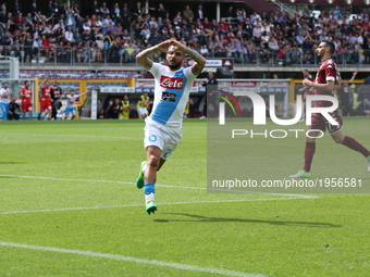 Lorenzo Insigne (SSC Napoli) celebrates after scoring during the Serie A football match between Torino FC and SSC Napoli at Olympic stadium...