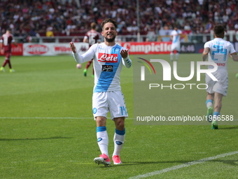 Dries Mertens (SSC Napoli) celebrates after scoring during the Serie A football match between Torino FC and SSC Napoli at Olympic stadium Gr...
